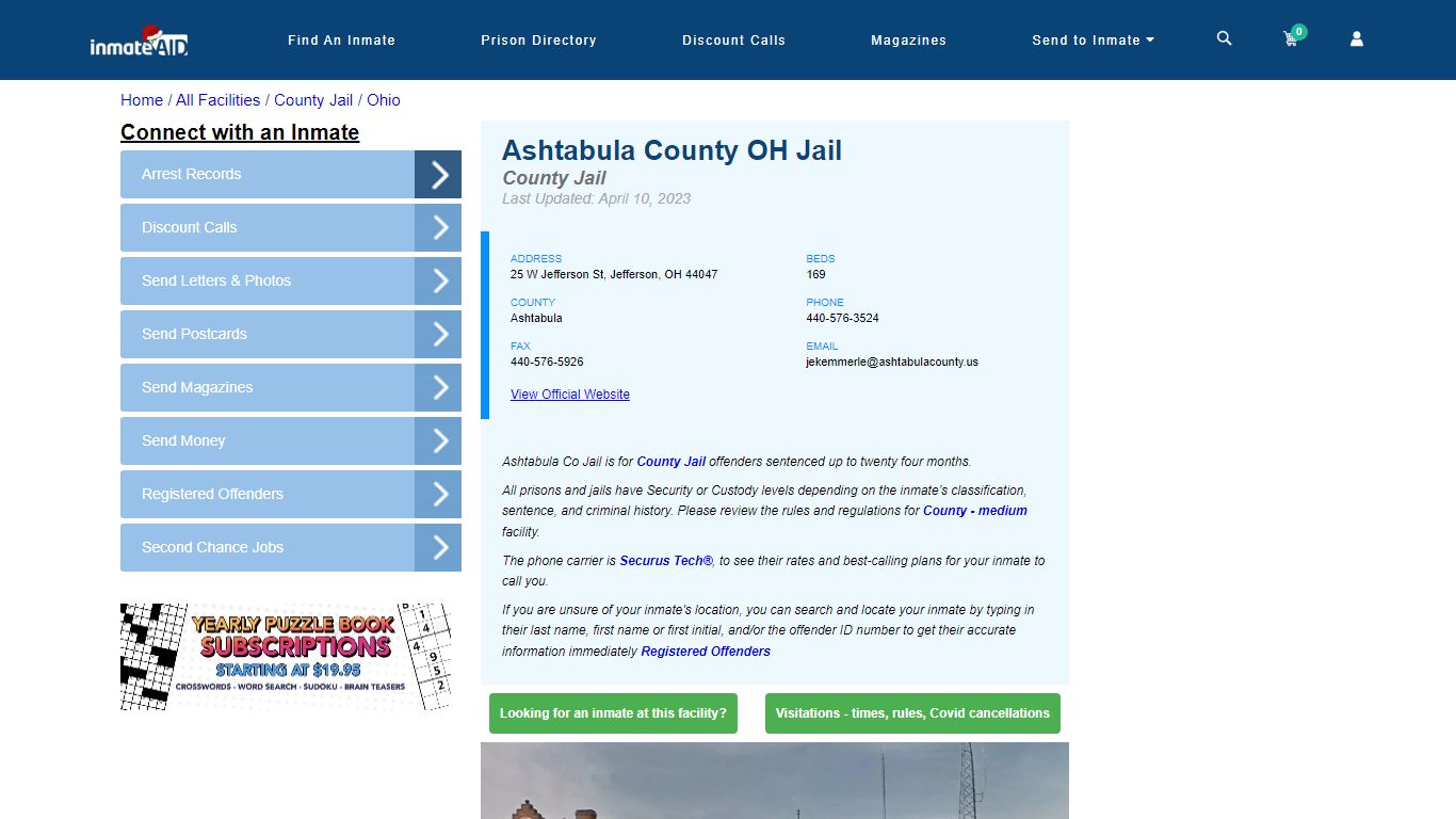 Ashtabula County OH Jail - Inmate Locator - Jefferson, OH